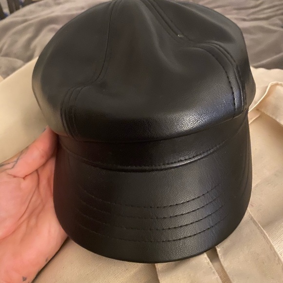 FREE PEOPLE FAUX LEATHER NEWSBOY HAT